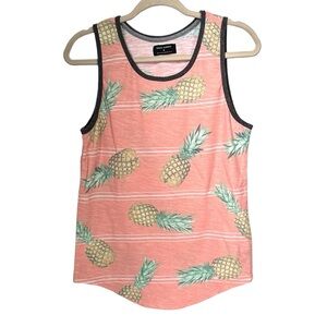 Ocean Current Women’s Sz S Pineapple Novelty Pattern Sleeveless Shirt Top Orange